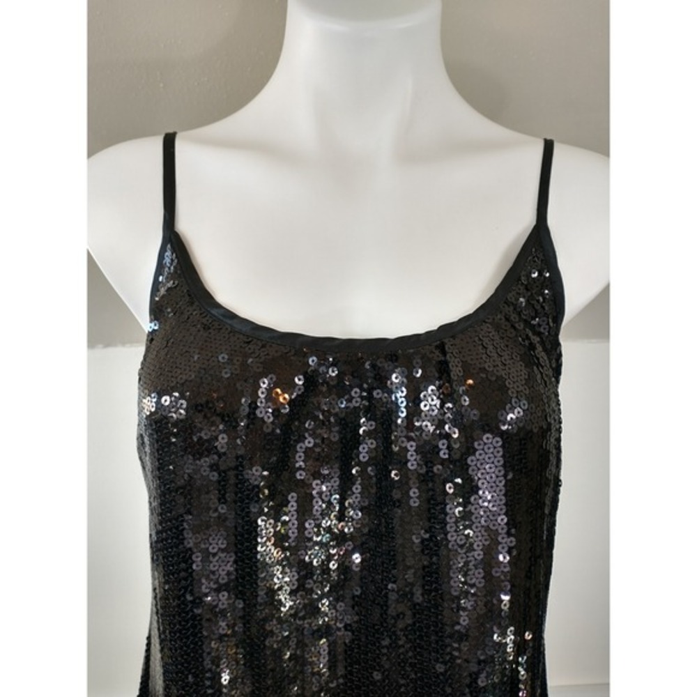 AZIZ Black‎ Sequin Slip Mini Dress Spaghetti Strap Party Occasion Size L
